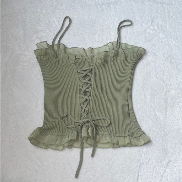 Olive Green Ribbed Camisole Top - Picture 6 of 12